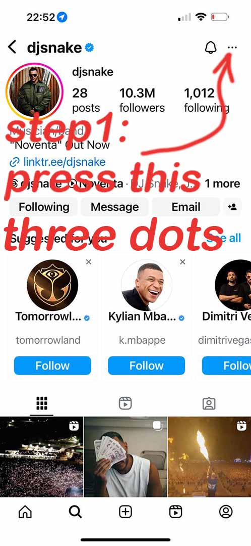 Instagram bio copy Step 1