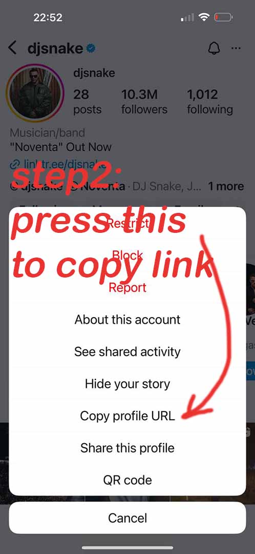 Instagram bio copy Step 2