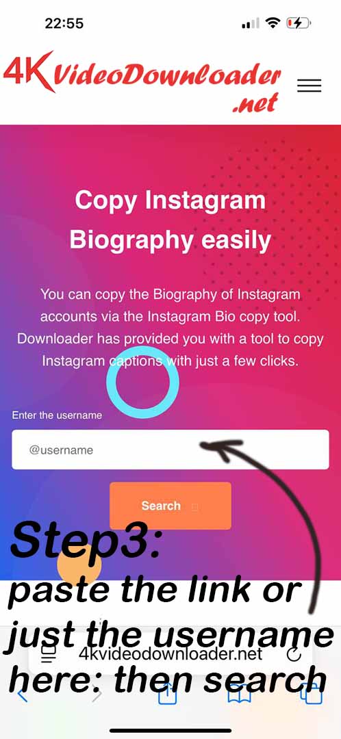 Instagram bio copy Step 3
