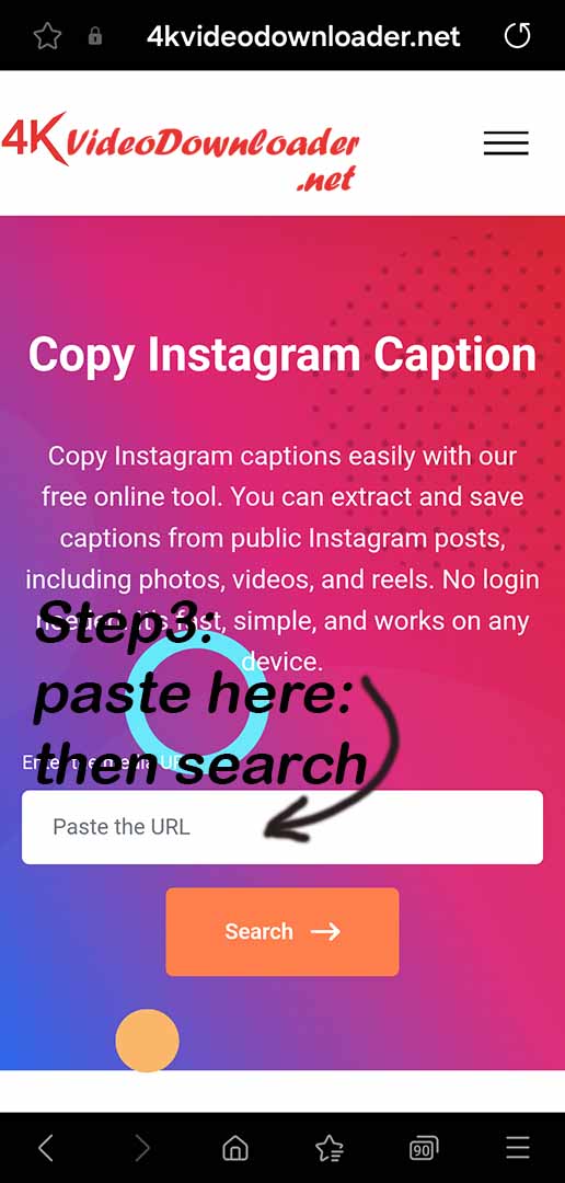 Instagram copy caption Step 2