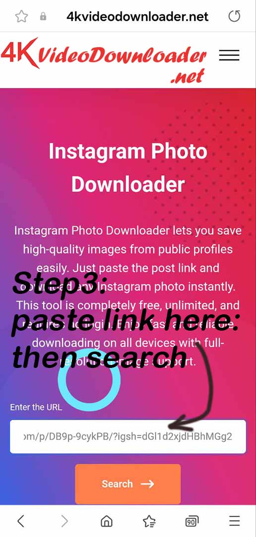 save Instagram pictures Step 3